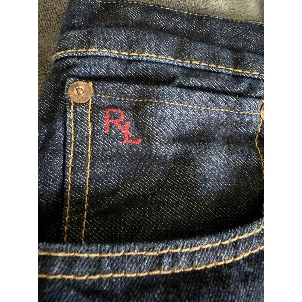Polo Ralph Lauren R154SD Slim Straight Jeans 36x30 Dark Denim RL Leather Patch - Picture 4 of 14